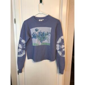 Mighty Fine blue floral soft pullover sweater